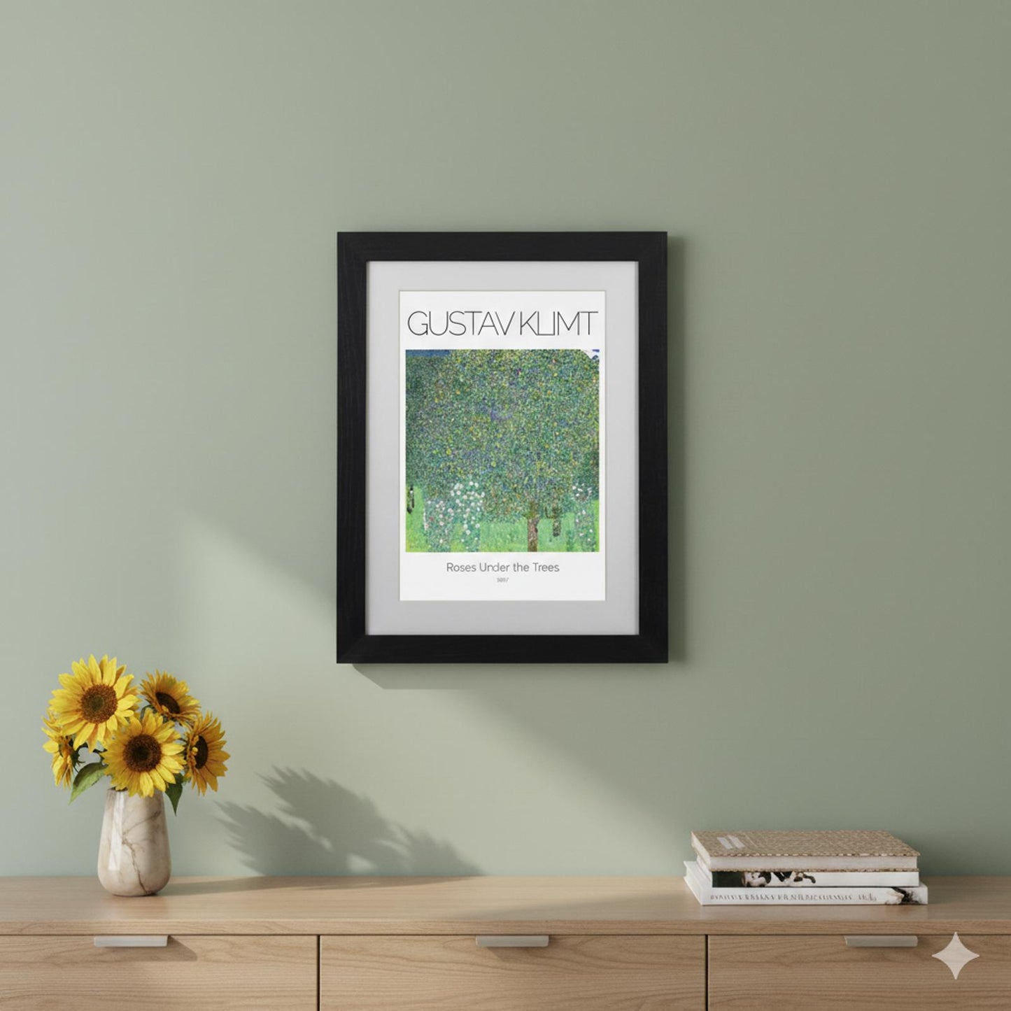 Framed Art Print Roses Under the Trees by Gustav Klimt - 11"x14" Frame, A4 Print