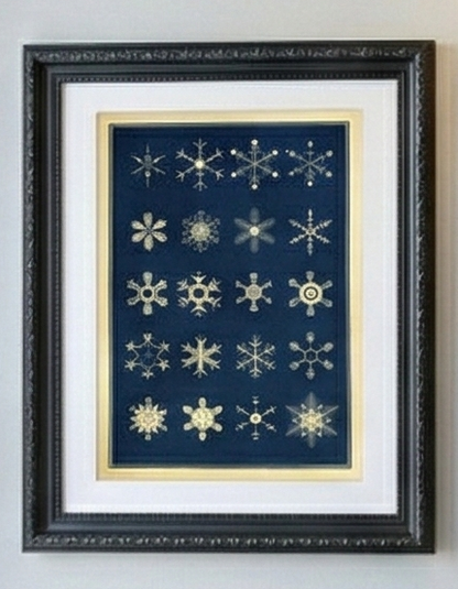Set of 3 Framed Snowflake Prints - Ornate Back Frames