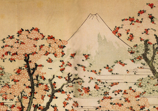 Hokusai Mount Fuji Behind Cherry Trees