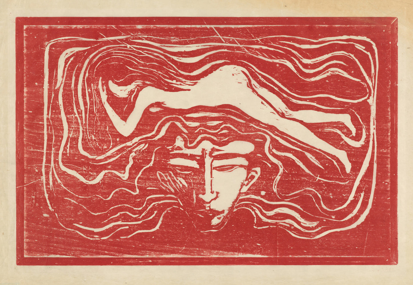 Edvard Munch Man's Head in Woman's Hair 1896