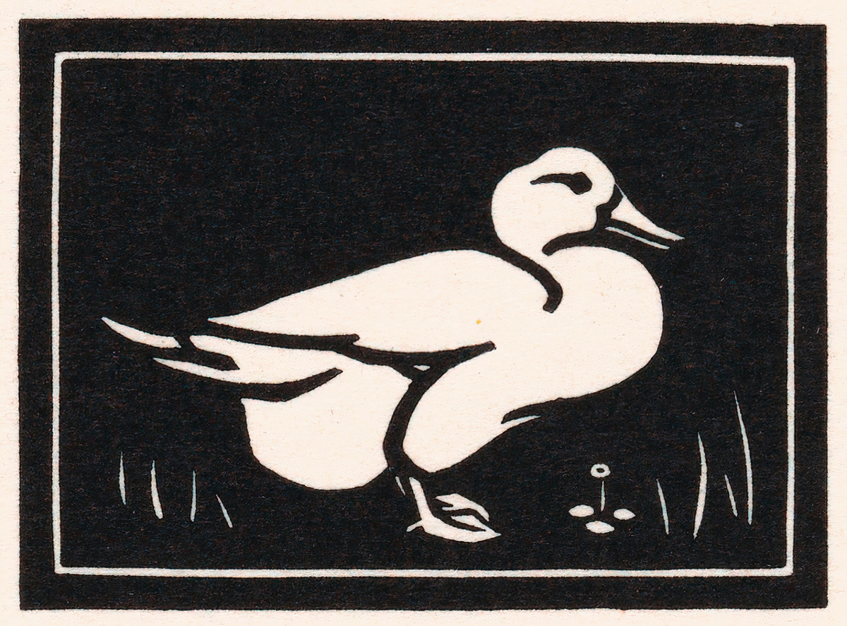 Julie de Graag Duck Vintage Woodcut Art Print