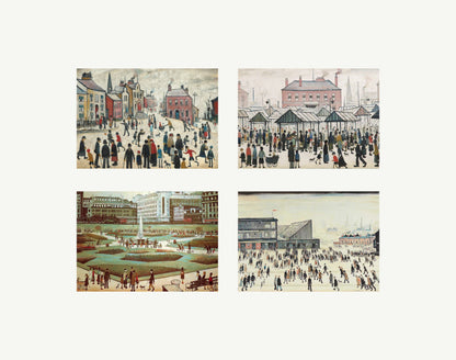 L.S. Lowry Print Bundle – A4 A3 Industrial Wall Art 4 Different Sets Unframed