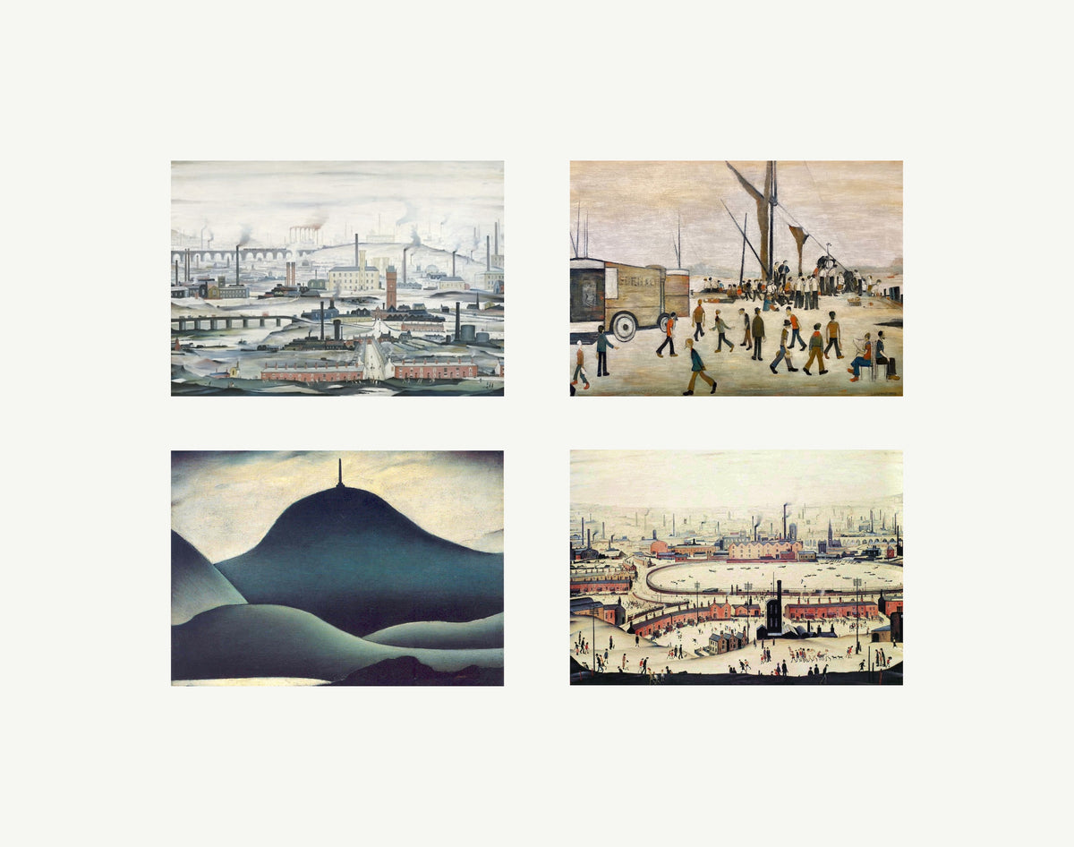 L.S. Lowry Print Bundle – A4 A3 Industrial Wall Art 4 Different Sets Unframed