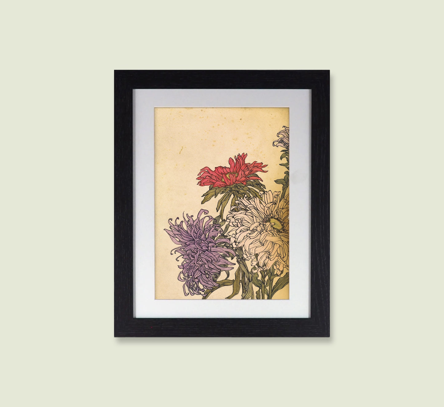 Julie de Graag Floral Woodcut Framed Print - 1919 Decorative Flower Botanical Art Nouveau