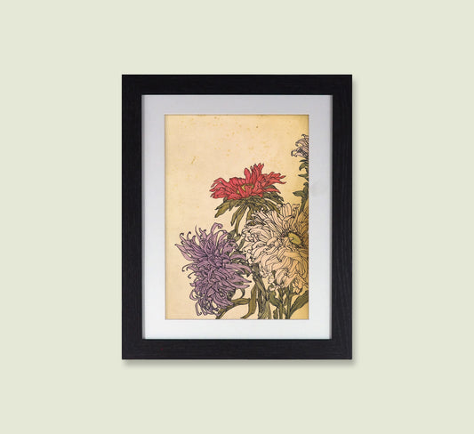 Julie de Graag Floral Woodcut Framed Print - 1919 Decorative Flower Botanical Art Nouveau