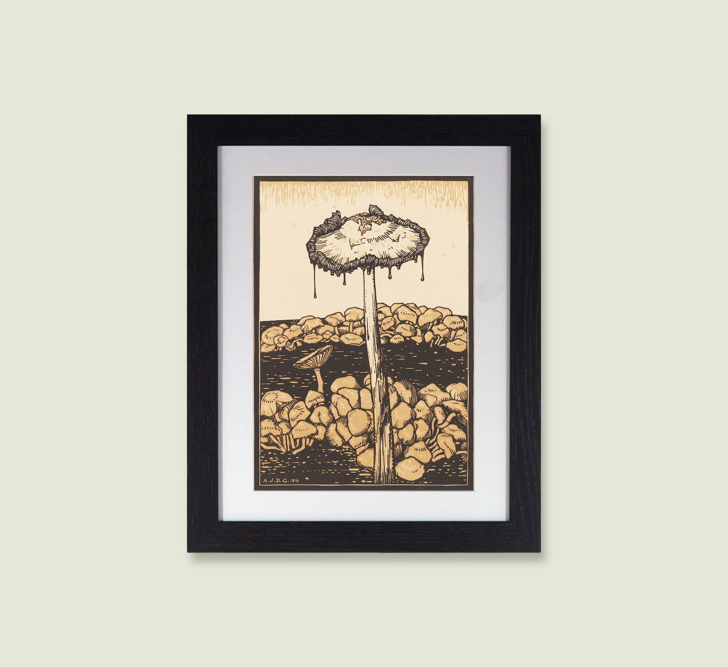 Julie de Graag Mushroom Framed Print - 1916 Fungi Woodcut