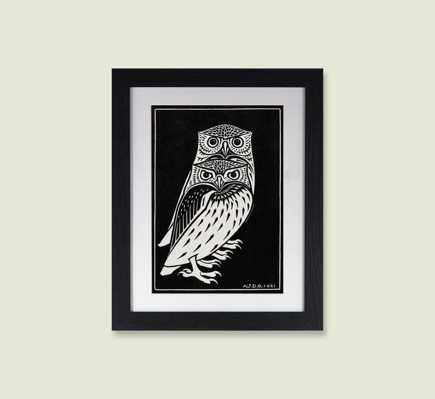 Julie de Graag Owls Framed Print - 1921 Dutch Woodcut