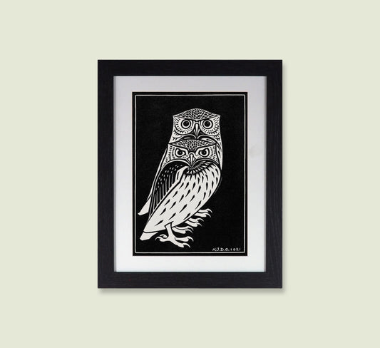 Julie de Graag Owls Framed Print - 1921 Dutch Woodcut