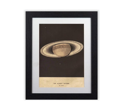 Framed Art Print The Planet Saturn Vintage  Black Frame A4 Print