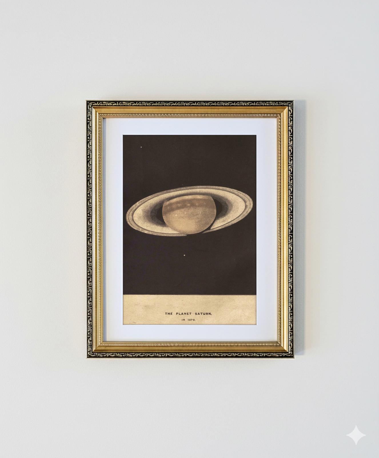 Framed Art Print The Planet Saturn  Gilt Frame A4 Print
