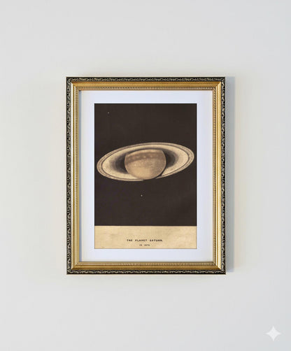 Framed Art Print The Planet Saturn  Gilt Frame A4 Print
