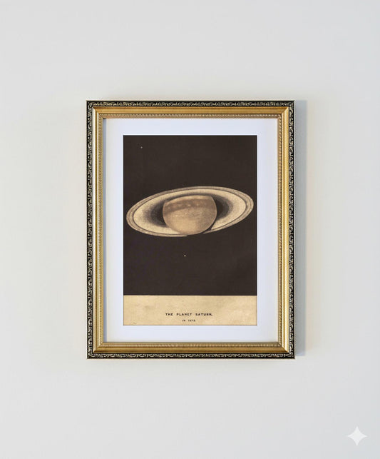 Framed Art Print The Planet Saturn  Gilt Frame A4 Print
