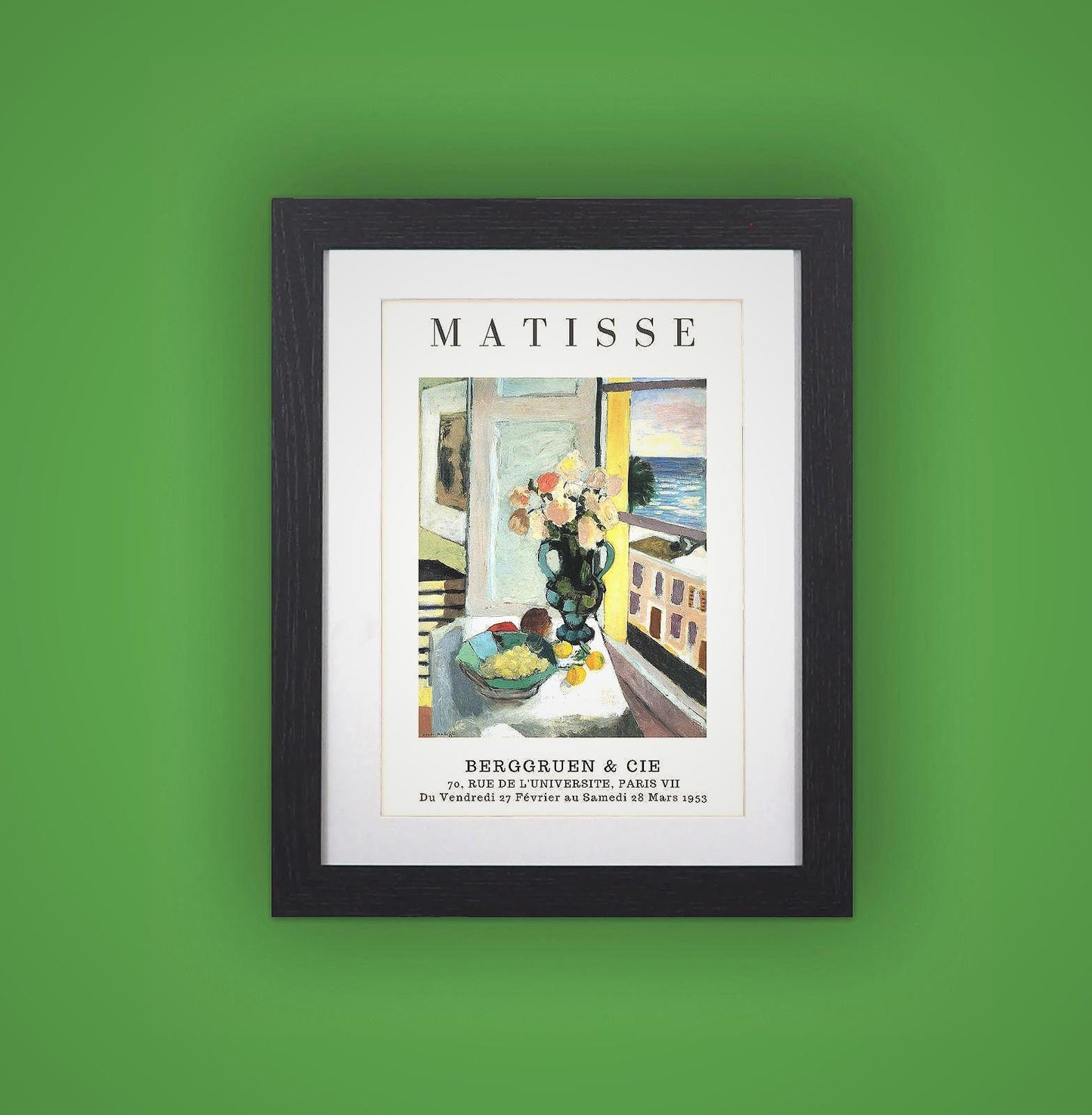 Framed Art Print  Floral Still-Life by Henri Matisse  11"x14" Black Frame