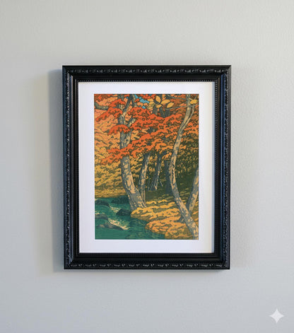 Framed Art Print Japanese Shin-hanga Autumn Woodblock Print  A4 Print