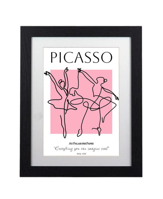 Picasso Ballet Dancers Framed Print Abstract Grace in Pink & Black