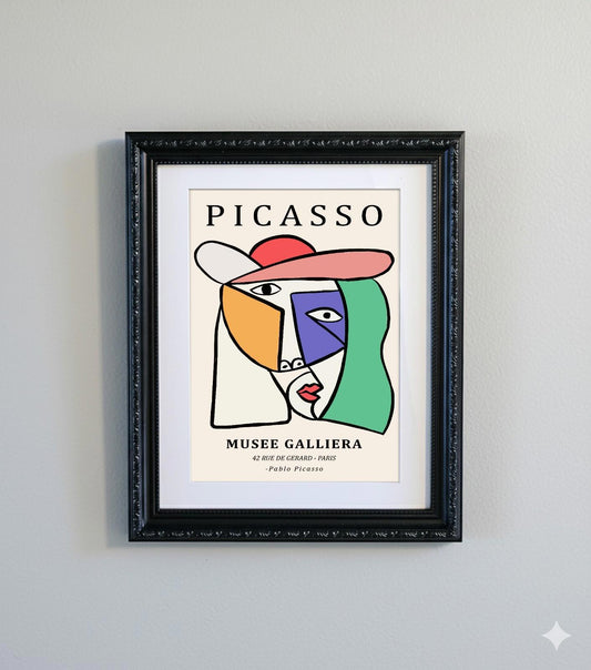 Picasso Abstract Line Art Black Ornate Frame Minimalist