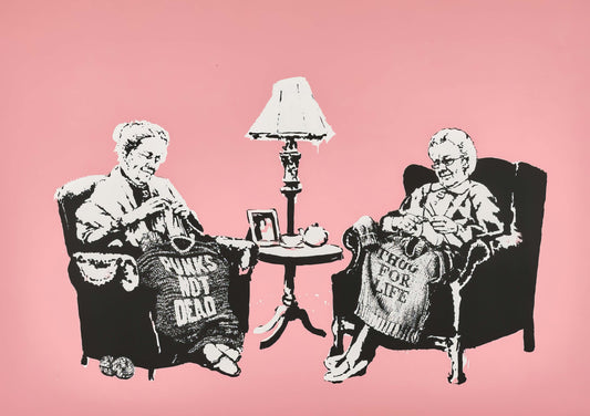 Banksy Punks Not Dead Knitting Grandmas