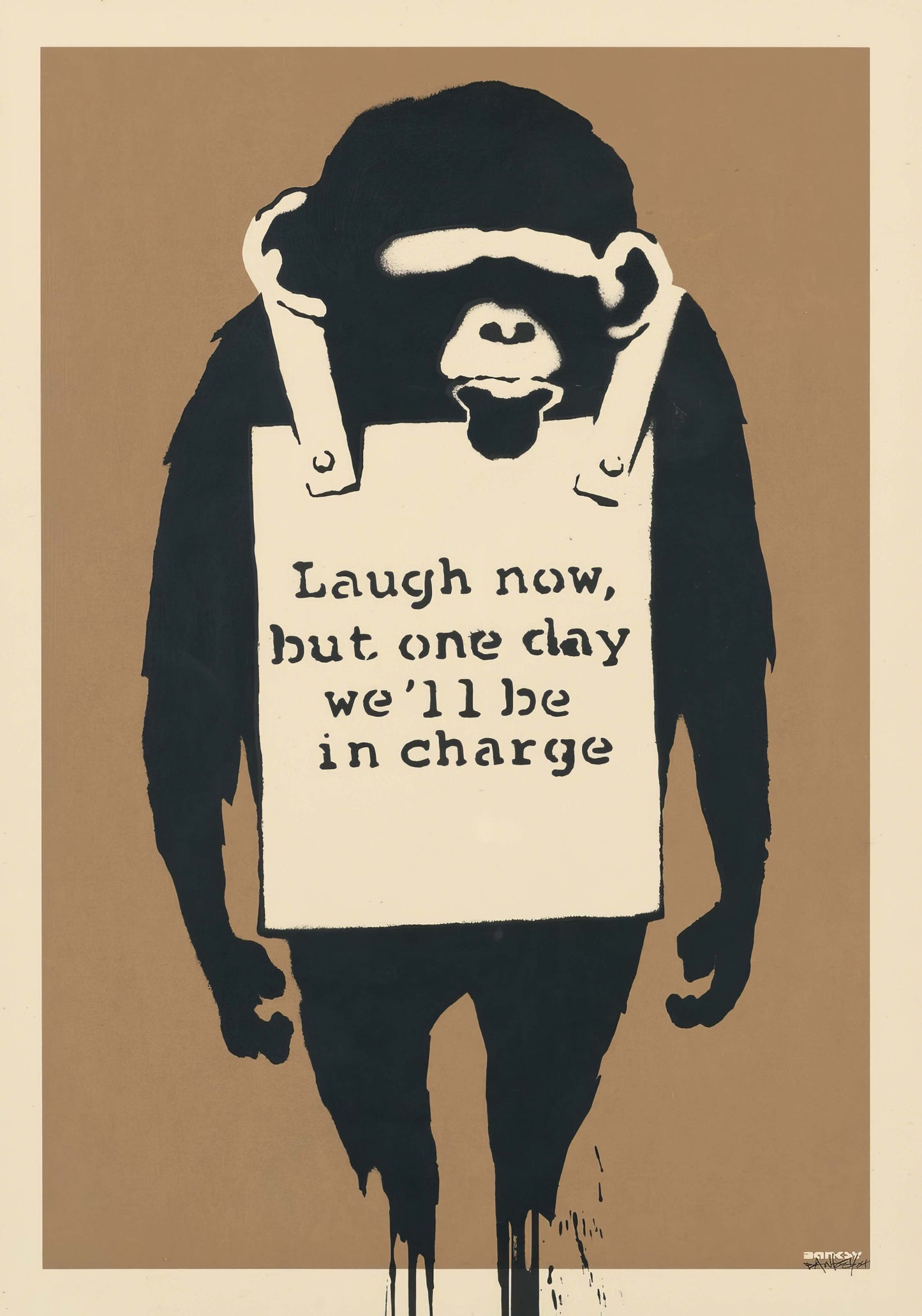 Banksy Laugh Now Monkey Sign