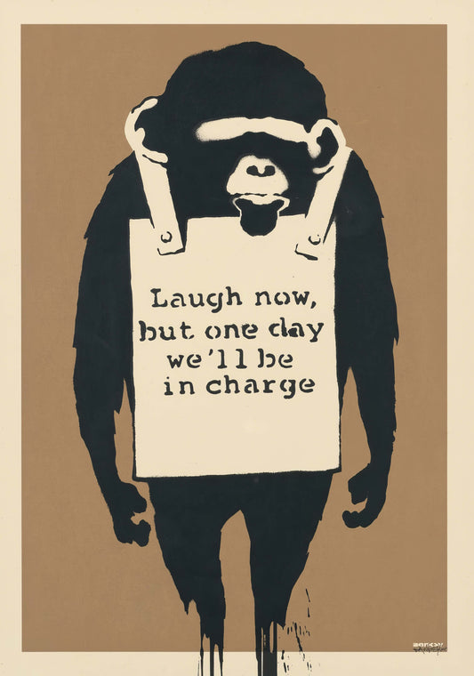 Banksy Laugh Now Monkey Sign