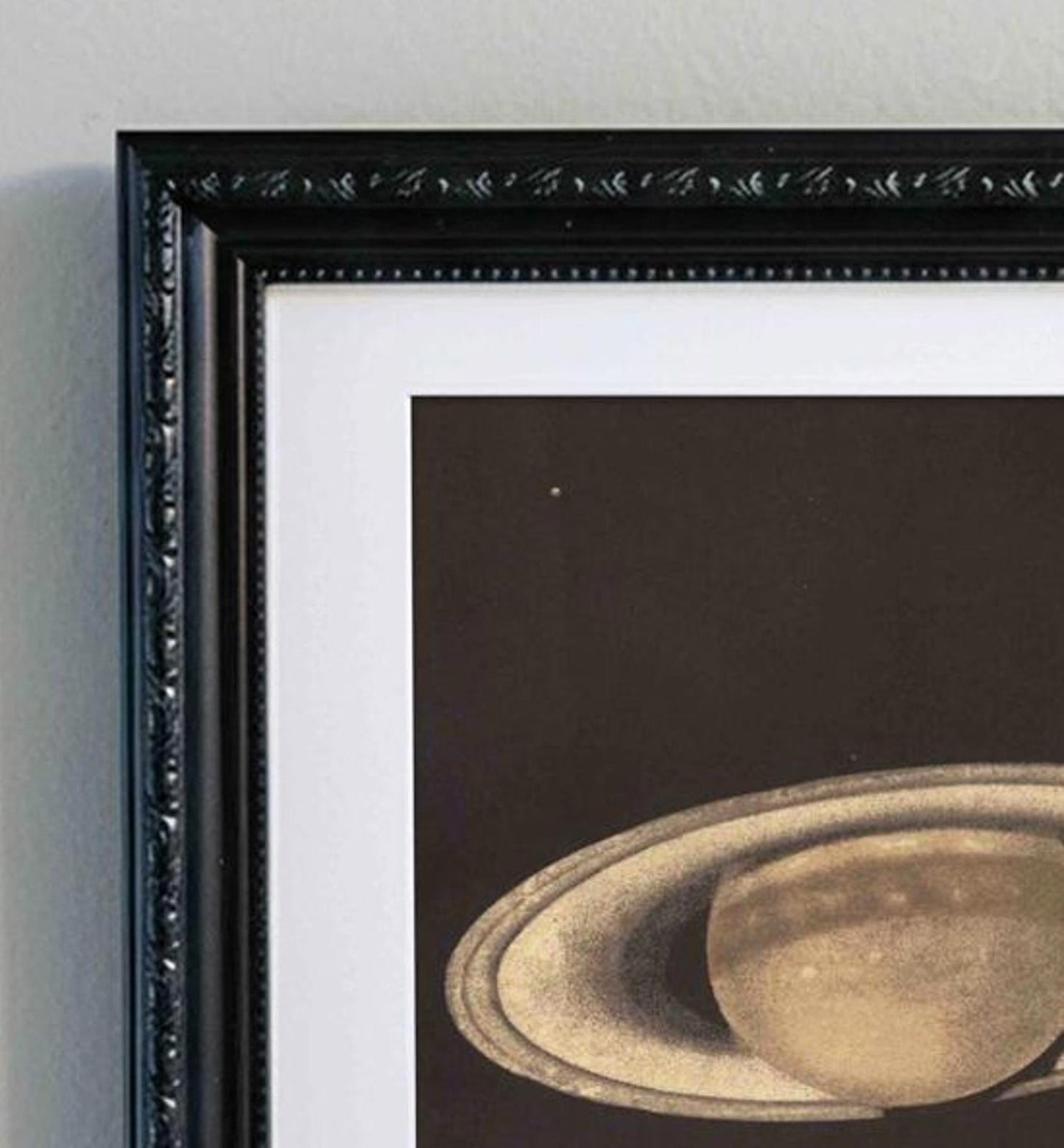 Framed Art Print The Planet Saturn  Black Ornate Frame with A4 Print