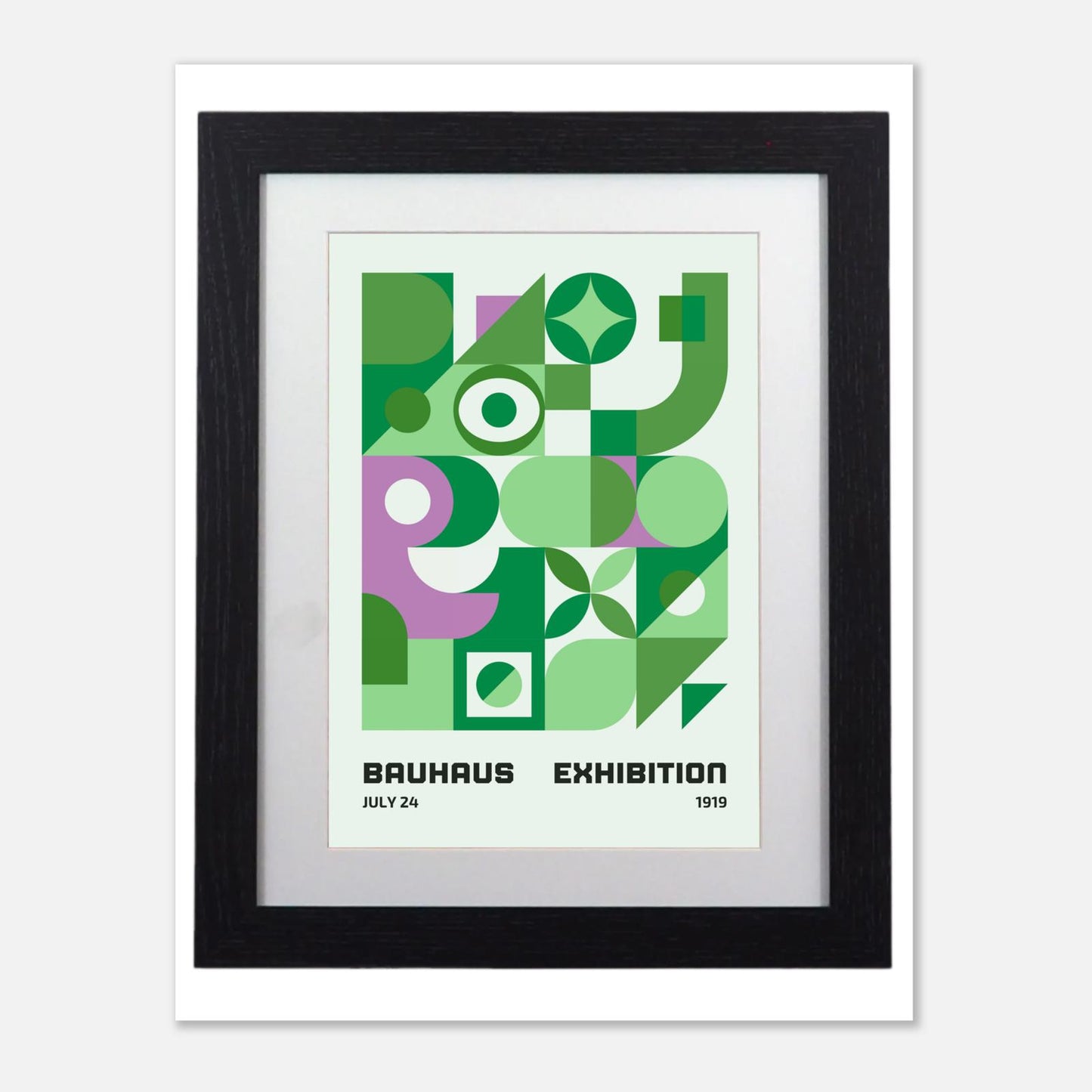 Bauhaus Exhibition Geometric Print Framed Poster Modern Art in Verdant Lavender