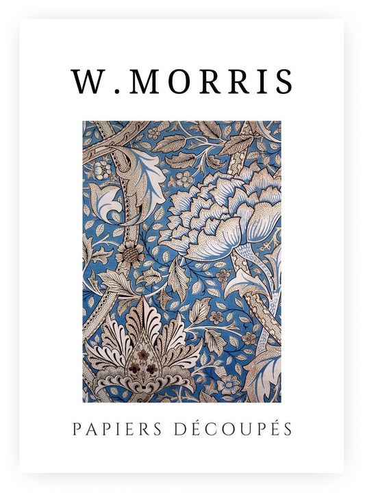 William Morris Exhibition Poster – Papiers Découpés Floral, Framed Print, Blue