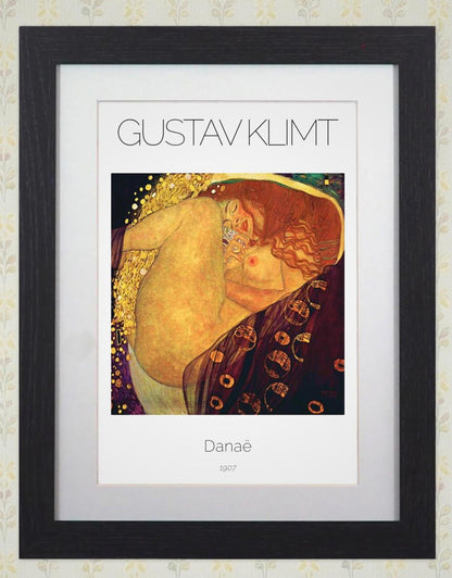 Gustav Klimt 'Danaë' Framed Art Print Poster 11x14" Black Wooden Frame