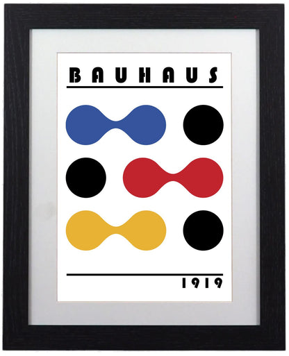 Bauhaus Abstract Art Framed Print 11"x14" Timeless Modern Design in Bold Colour