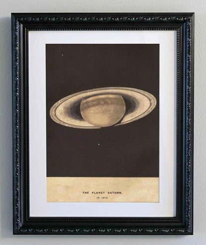 Framed Art Print The Planet Saturn  Black Ornate Frame with A4 Print