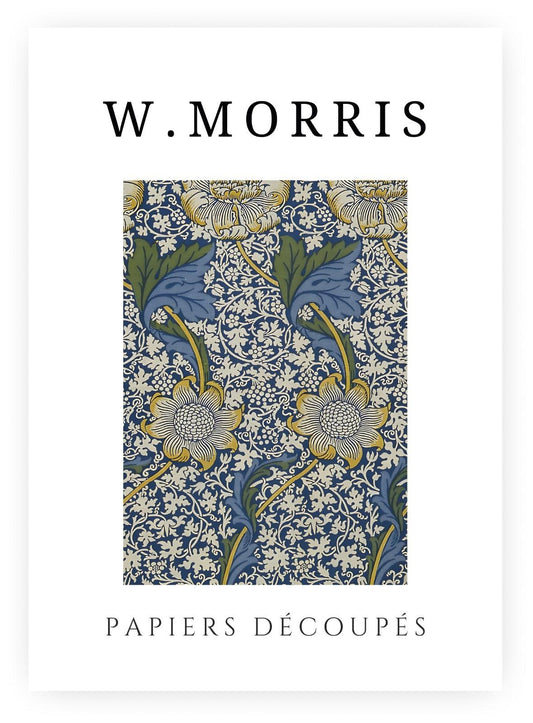 William Morris Exhibition Poster – Papiers Découpés Floral, Framed Print, Blue