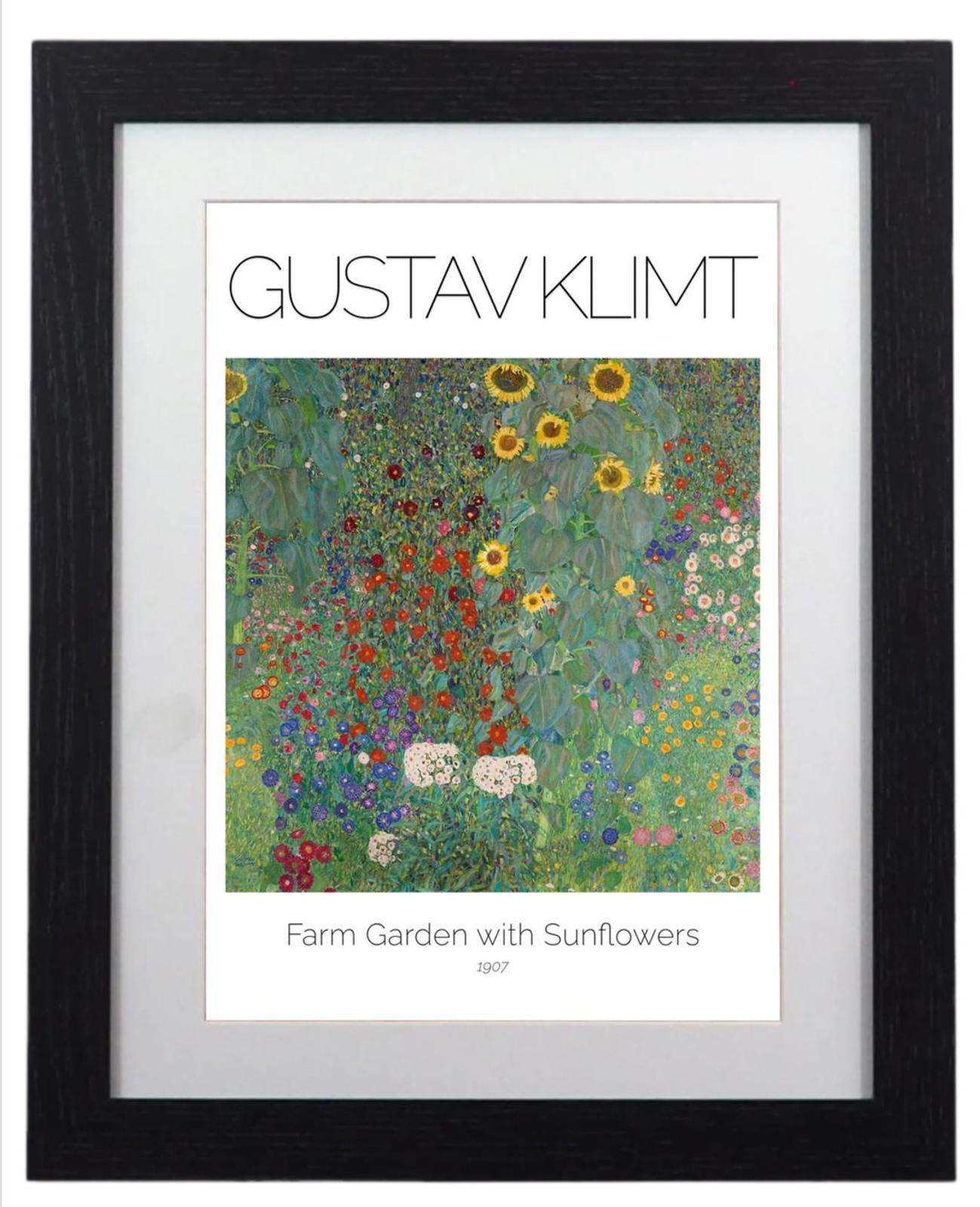 Framed Art Print Farm Garden With Sunflowers by Klimt 11"x14" Frame, A4 Print