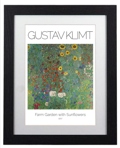 Framed Art Print Farm Garden With Sunflowers by Klimt 11"x14" Frame, A4 Print