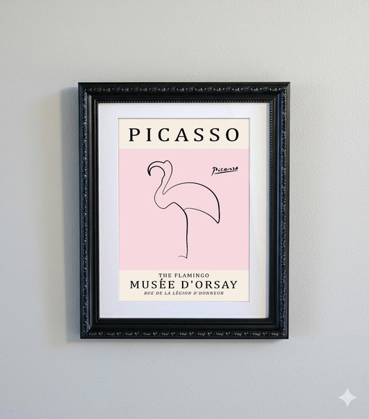 Picasso Abstract Line Art Black Ornate Frame Minimalist