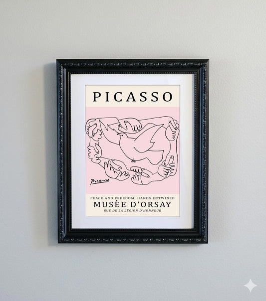 Picasso Abstract Line Art Black Ornate Frame Minimalist