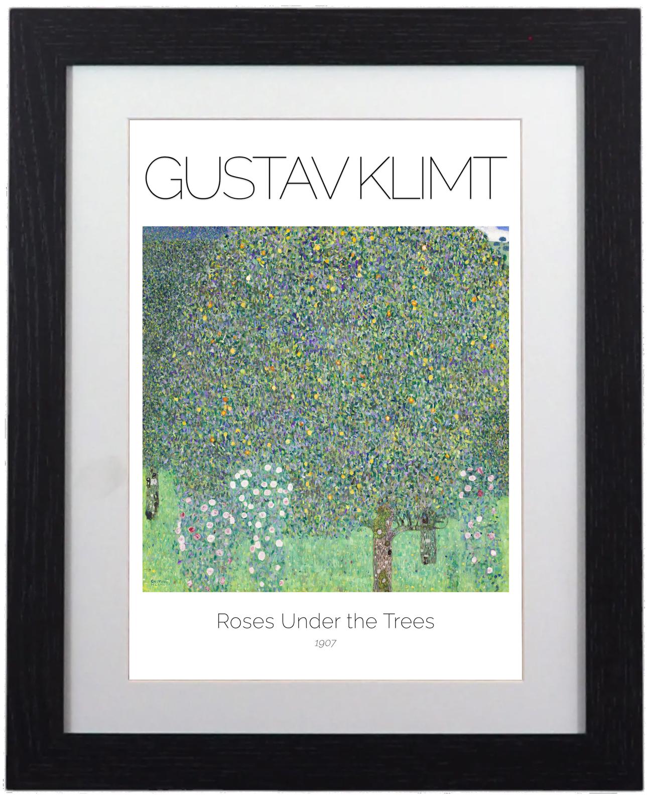 Framed Art Print Roses Under the Trees by Gustav Klimt - 11"x14" Frame, A4 Print
