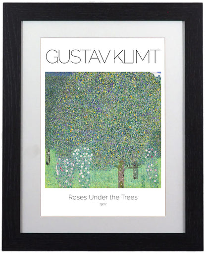 Framed Art Print Roses Under the Trees by Gustav Klimt - 11"x14" Frame, A4 Print