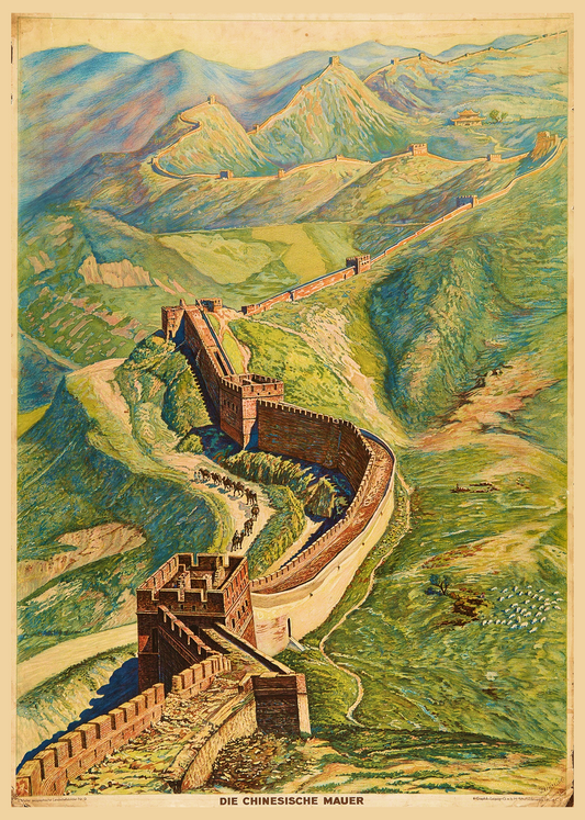 Great Wall of China Vintage Architectural Print