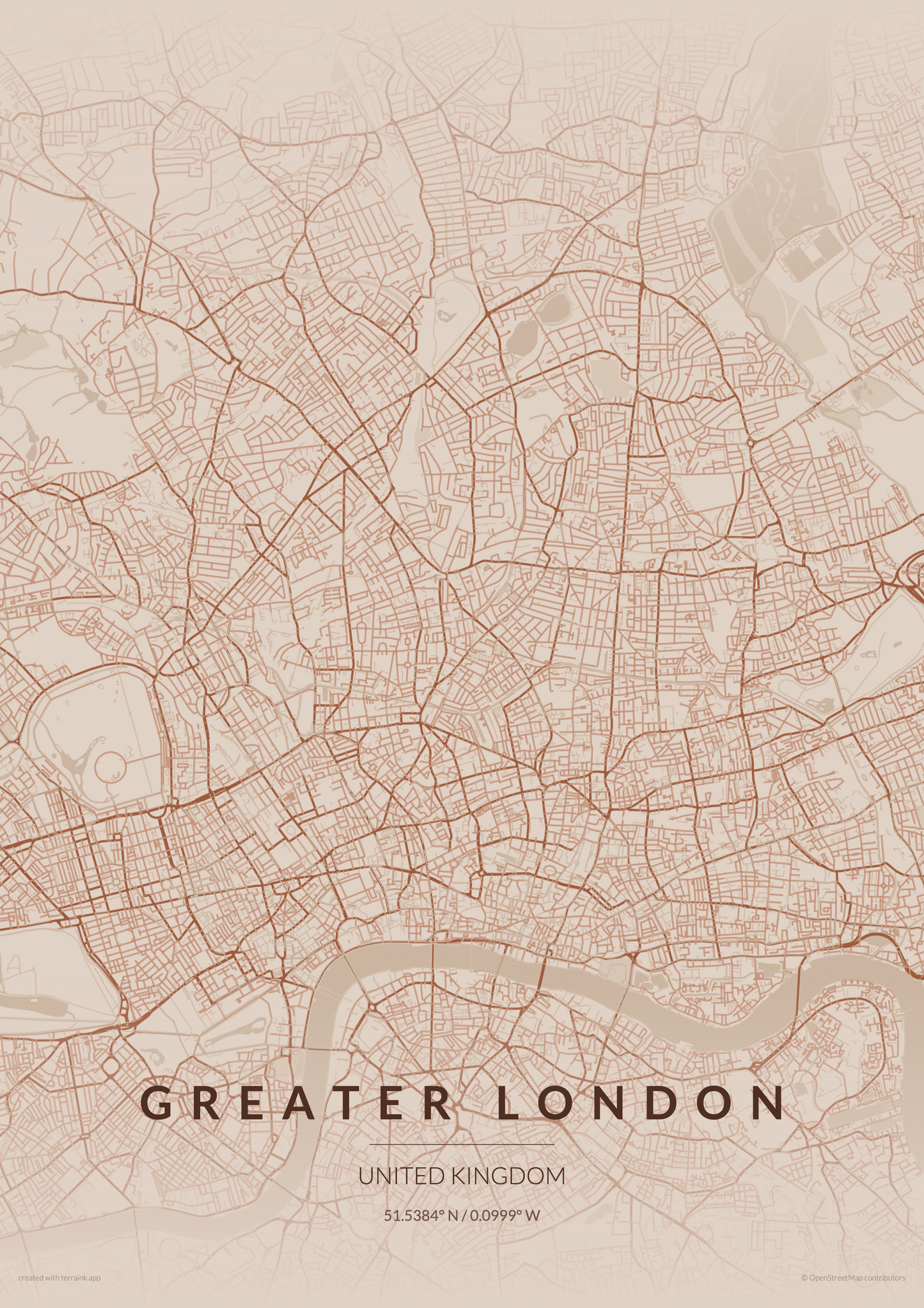 London City Map Print - Copper Edition