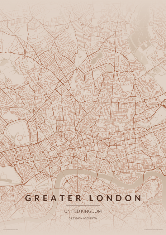 London City Map Print - Copper Edition