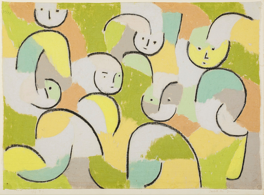 Paul Klee Abstract Cube Art Print – Sextet of Geniuses 1937