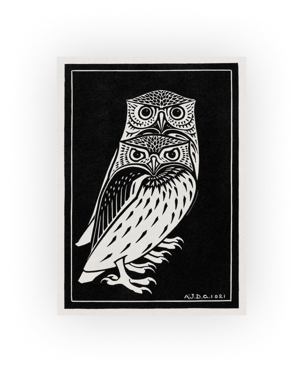 Julie de Graag Owls Print - 1921 Dutch Woodcut