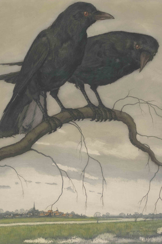 Ravens on a Branch Vintage Nature Print