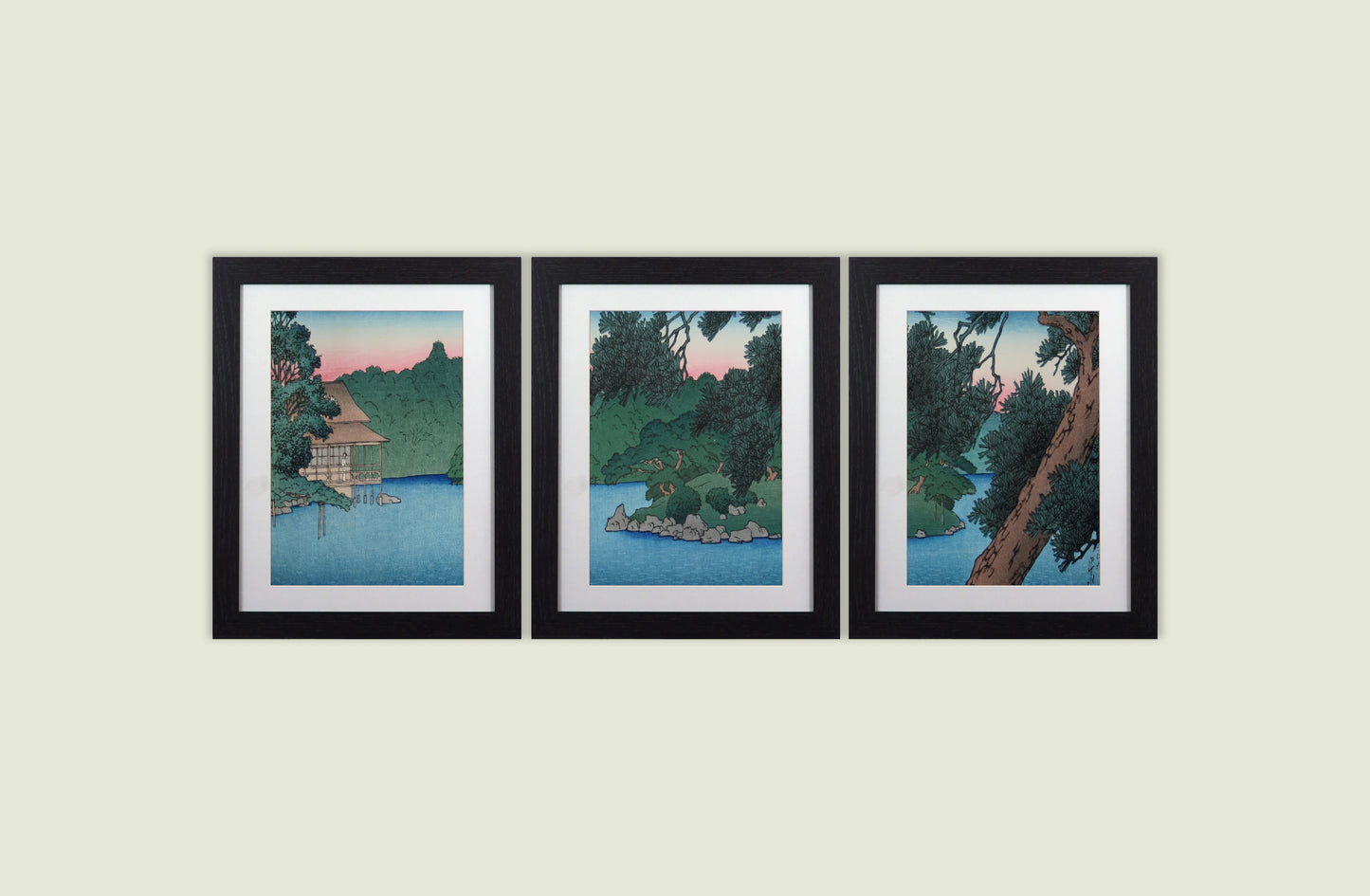 Set of 3 Framed Kawase Hasui Prints