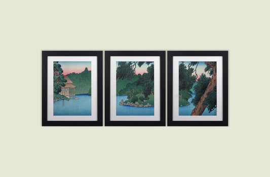 Set of 3 Framed Kawase Hasui Prints