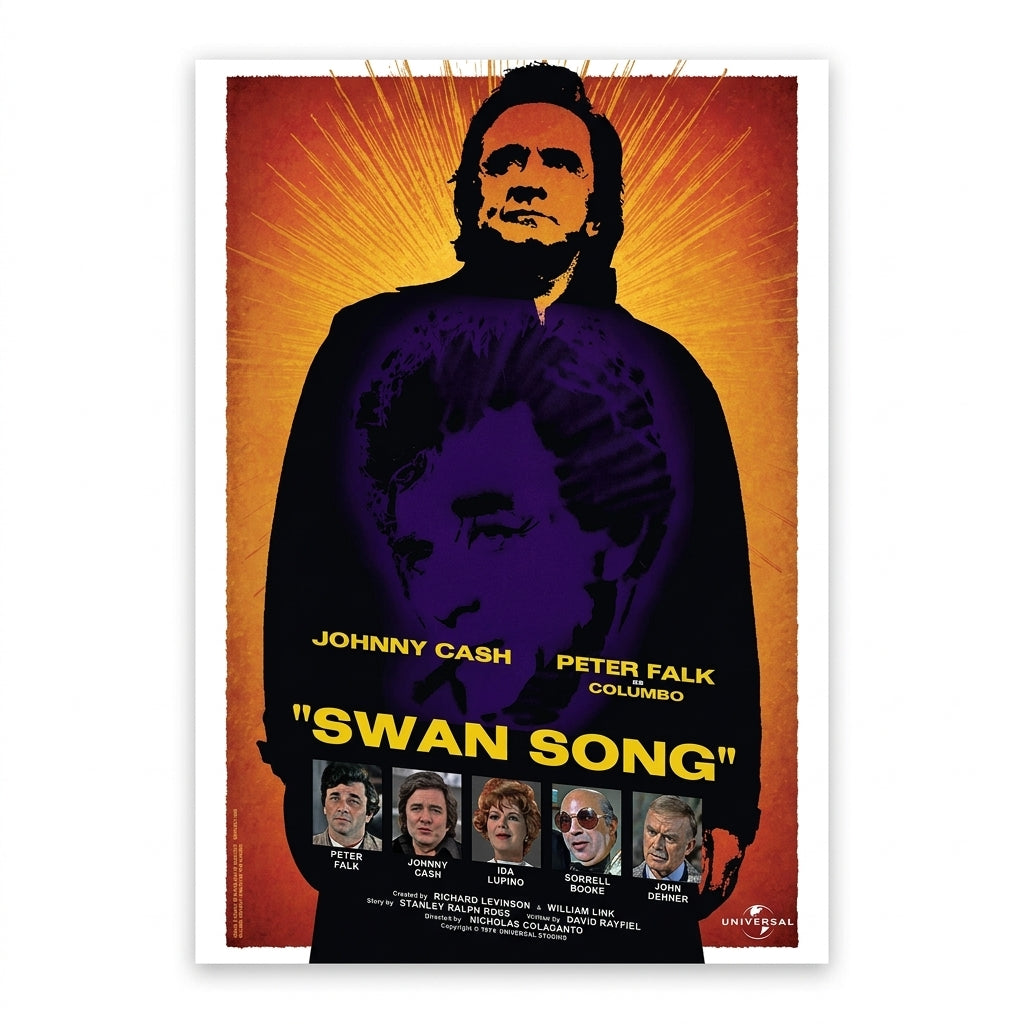 Columbo Swan Song Johnny Cash art print on clean white background