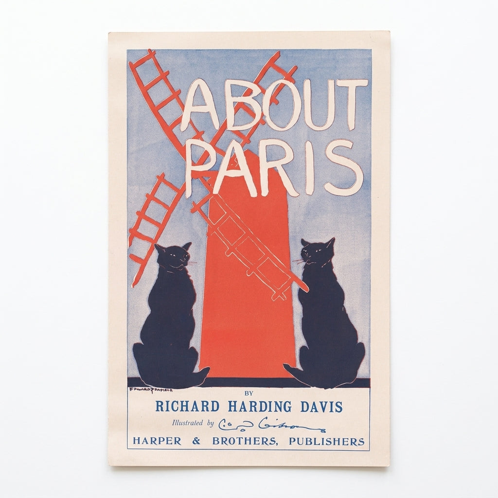 Edward Penfield About Paris vintage art print on clean white background