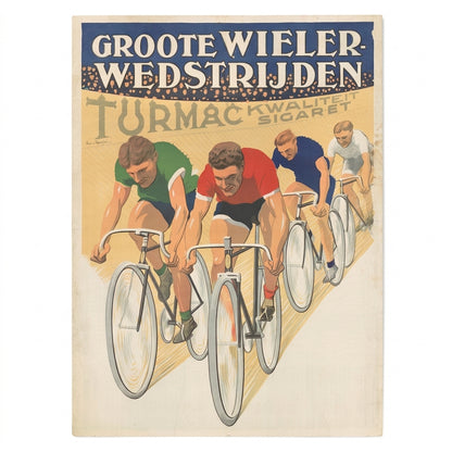 Groote Wieler-Wedstrijden vintage cycling poster on pure white studio background