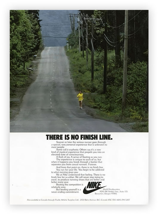 Vintage Nike Running Poster – There Is No Finish Line Heritage Print