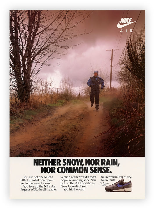 Vintage Nike ACG Poster – Neither Snow Nor Rain Pegasus Heritage Print