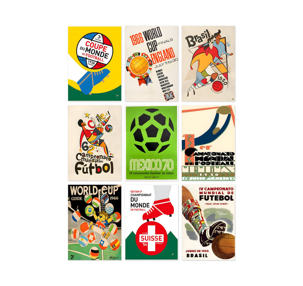 Set of World Cup Posters - Vintage Football Art Gallery Wall A3/A4 Print